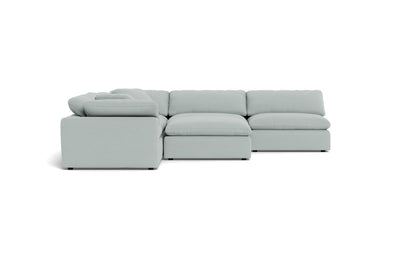 Fluffy 5 Piece Sectional W/Ottoman - Peyton Light Blue