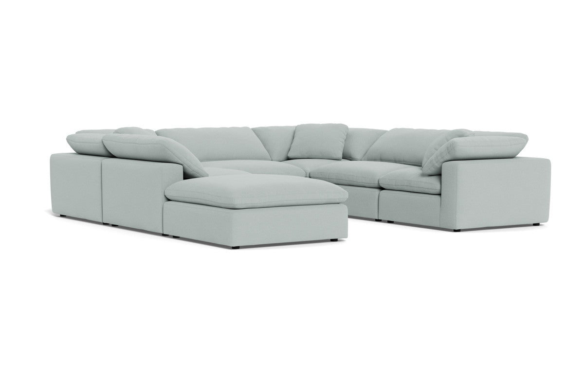 Fluffy 6 Piece Sectional W/Ottoman - Peyton Light Blue