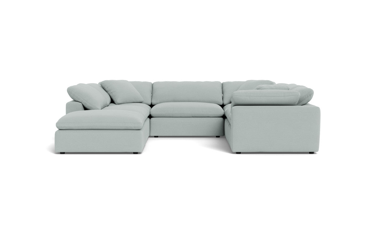 Fluffy 6 Piece Sectional W/Ottoman - Peyton Light Blue