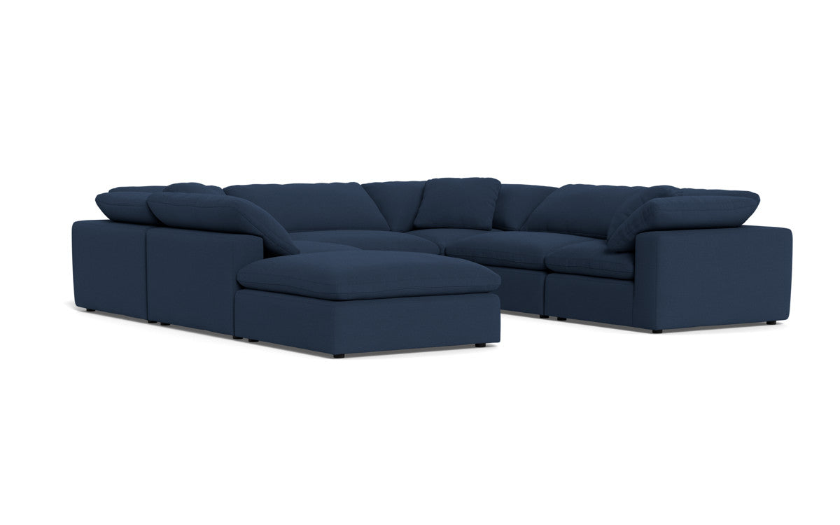 Fluffy 6 Piece Sectional W/Ottoman - Peyton Navy