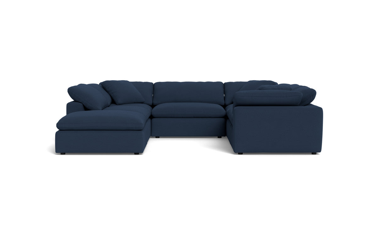 Fluffy 6 Piece Sectional W/Ottoman - Peyton Navy