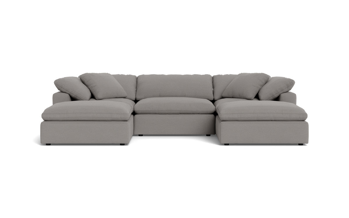 Fluffy 3 Piece Sofa W/Double Ottoman - Peyton Slate