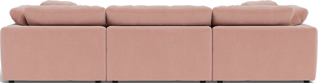 Fluffy 3 Piece Sofa W/Double Ottoman - Superb Blush