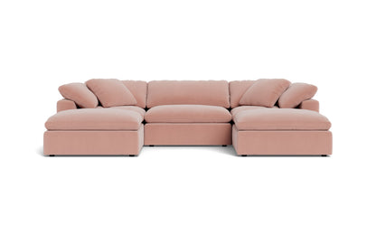 Fluffy 3 Piece Sofa W/Double Ottoman - Superb Blush