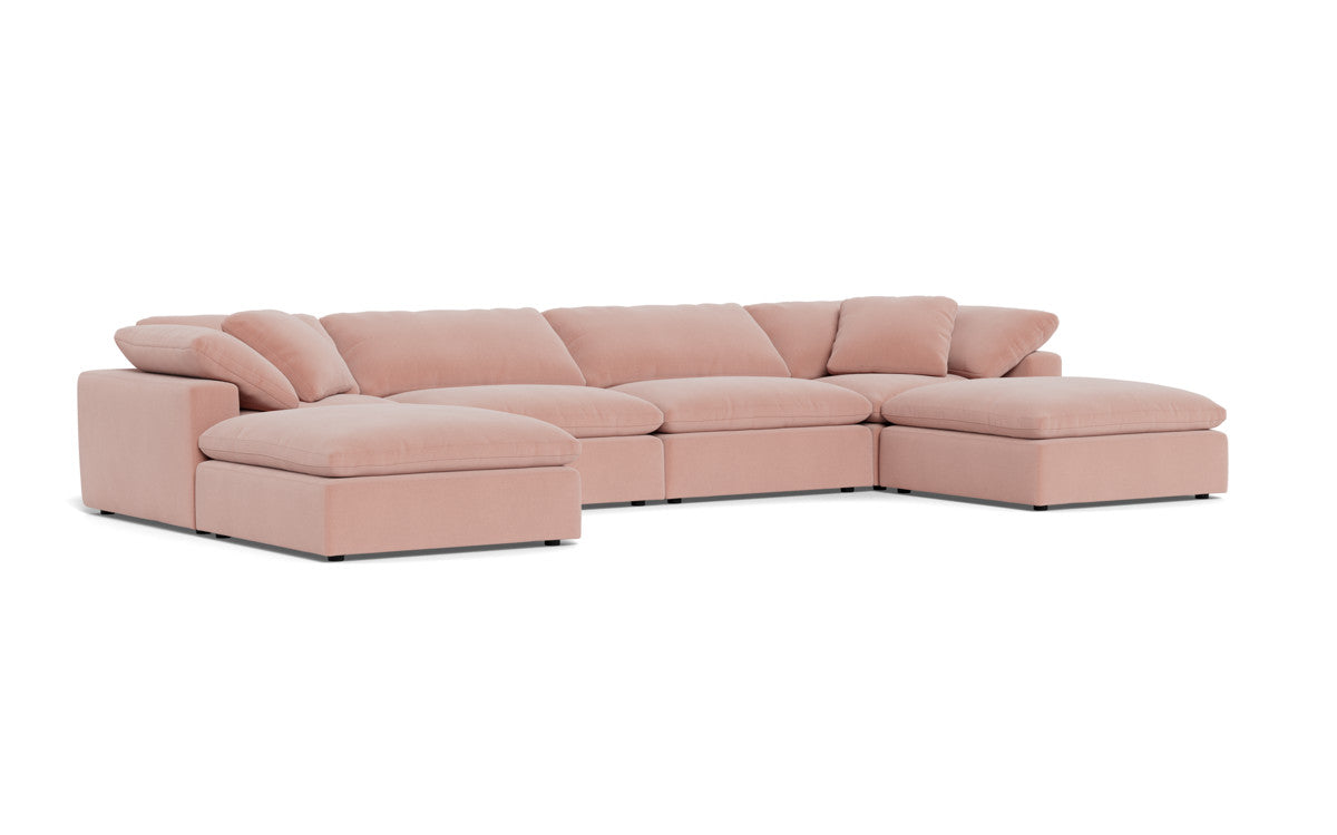 Fluffy 4 Piece Sectional W/Double Otto - Superb Blush