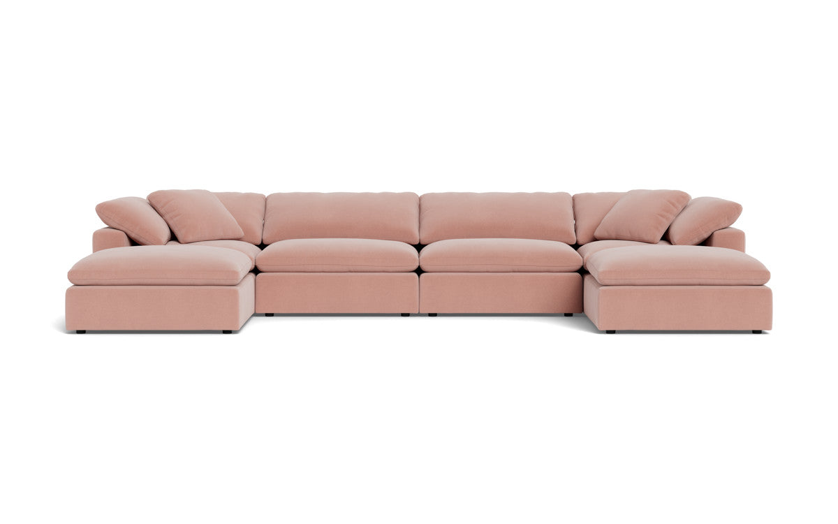 Fluffy 4 Piece Sectional W/Double Otto - Superb Blush