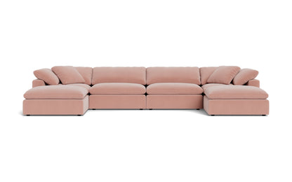 Fluffy 4 Piece Sectional W/Double Otto - Superb Blush