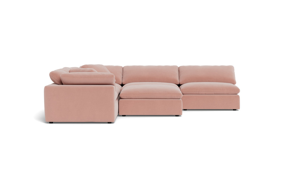 Fluffy 5 Piece Sectional W/Ottoman - Superb Blush