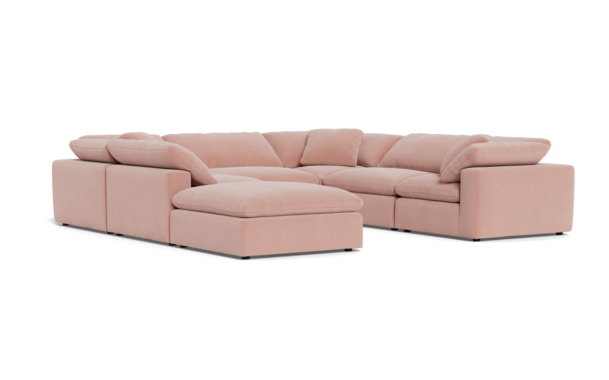 Fluffy 6 Piece Sectional W/Ottoman - Superb Blush