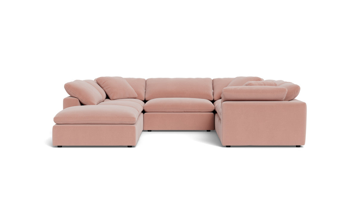 Fluffy 6 Piece Sectional W/Ottoman - Superb Blush