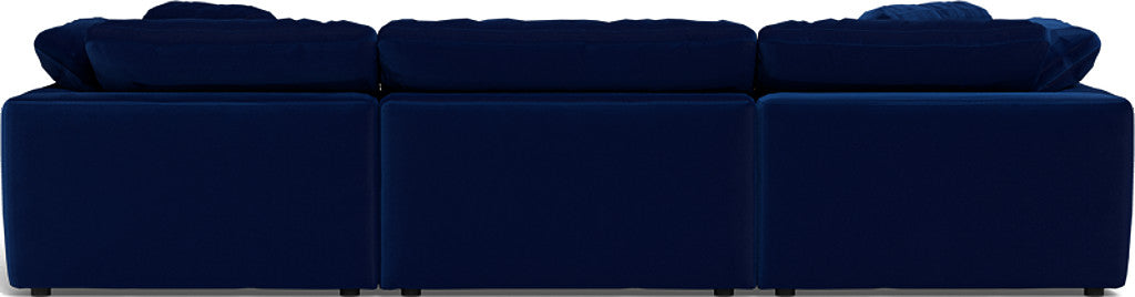 Fluffy 3 Piece Sofa W/Double Ottoman - Superb Cobalt