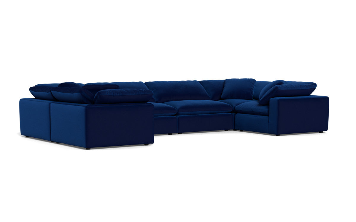 Fluffy 4 Corner U Sectional - Superb Cobalt