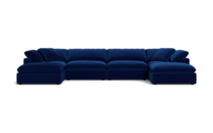 Fluffy 4 Piece Sectional W/Double Otto - Superb Cobalt