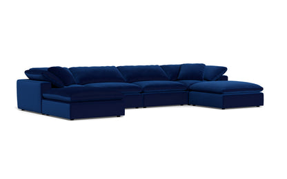 Fluffy 4 Piece Sectional W/Double Otto - Superb Cobalt