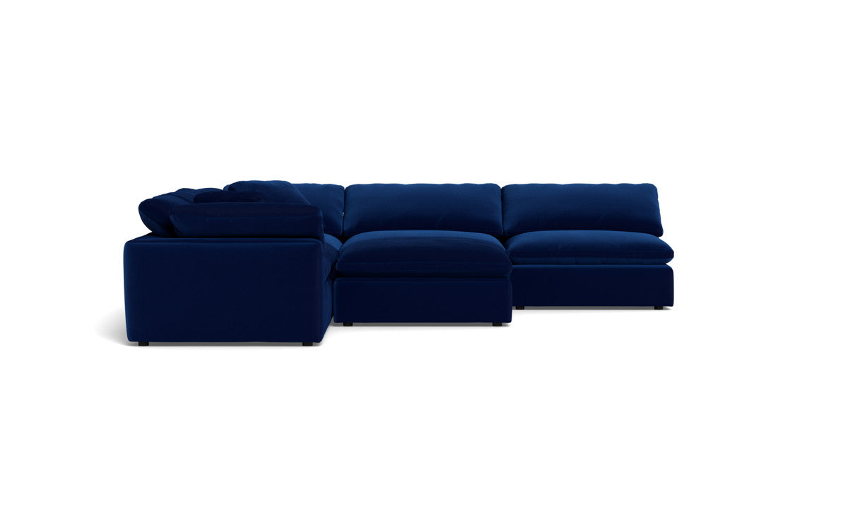 Fluffy 5 Piece Sectional W/Ottoman - Superb Cobalt