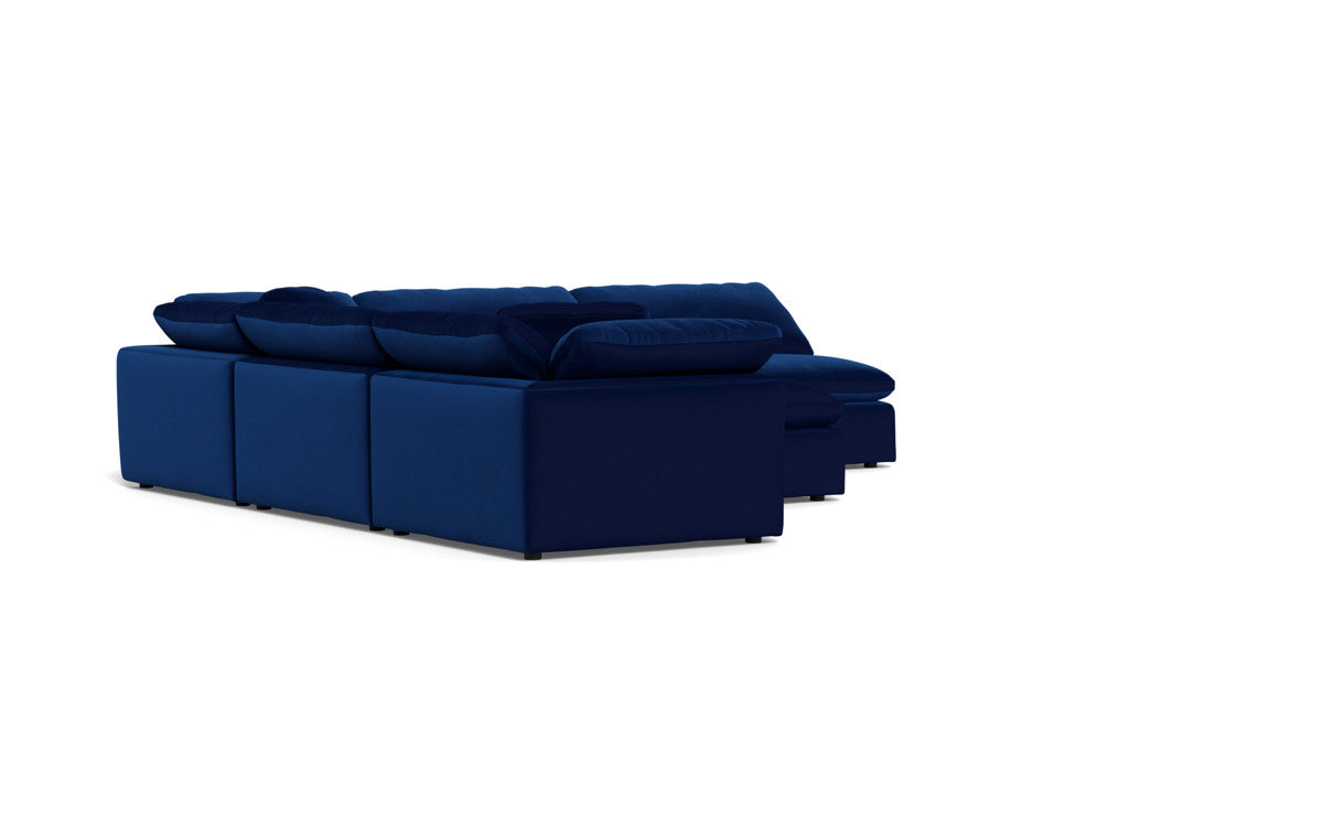 Fluffy 5 Piece Sectional W/Ottoman - Superb Cobalt