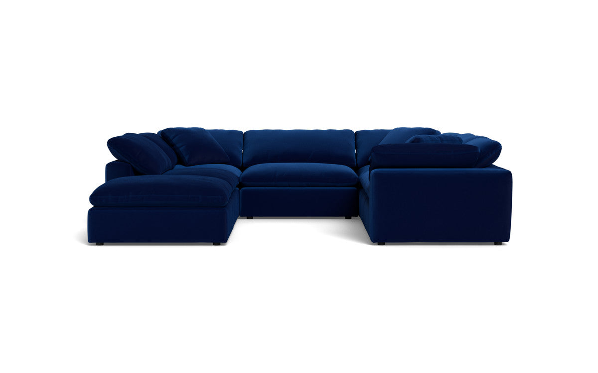 Fluffy 6 Piece Sectional W/Ottoman - Superb Cobalt