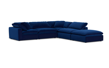 Fluffy 4 Piece Sectional w/Otto - Superb Cobalt