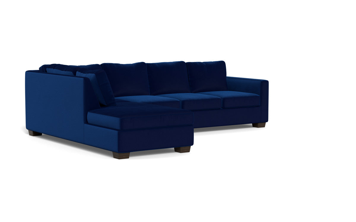 Track 121" Left Chaise Sectional - Superb Cobalt