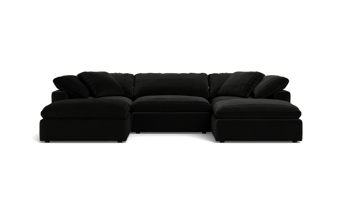 Fluffy 3 Piece Sofa W/Double Ottoman - Superb Gunmetal