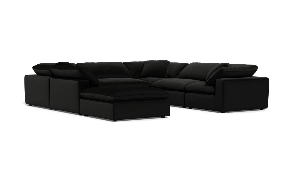 Fluffy 6 Piece Sectional W/Ottoman - Superb Gunmetal