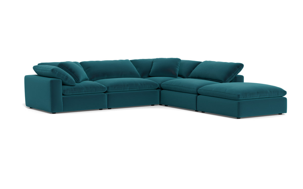 Fluffy 4 Piece Sectional w/Otto - Superb Peacock