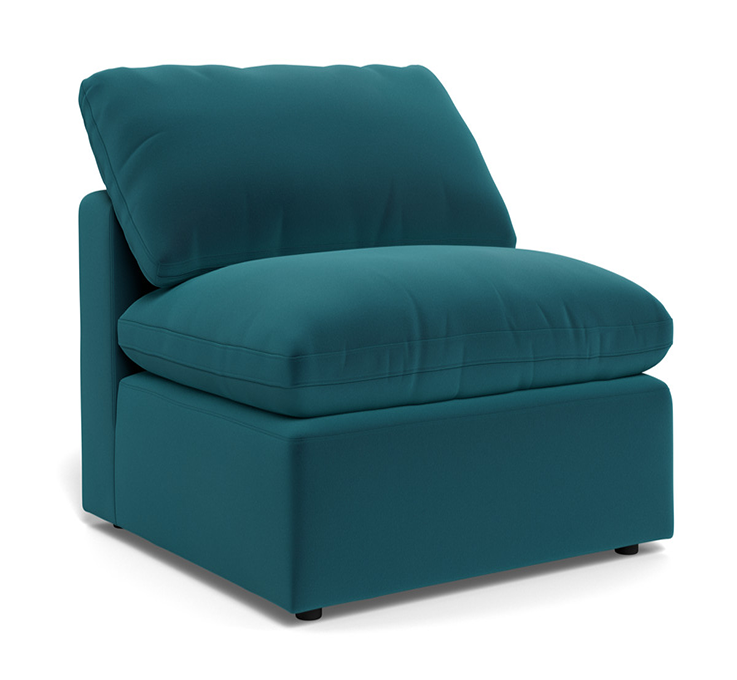 Fluffy Small Armless Chair - Superb Peacock