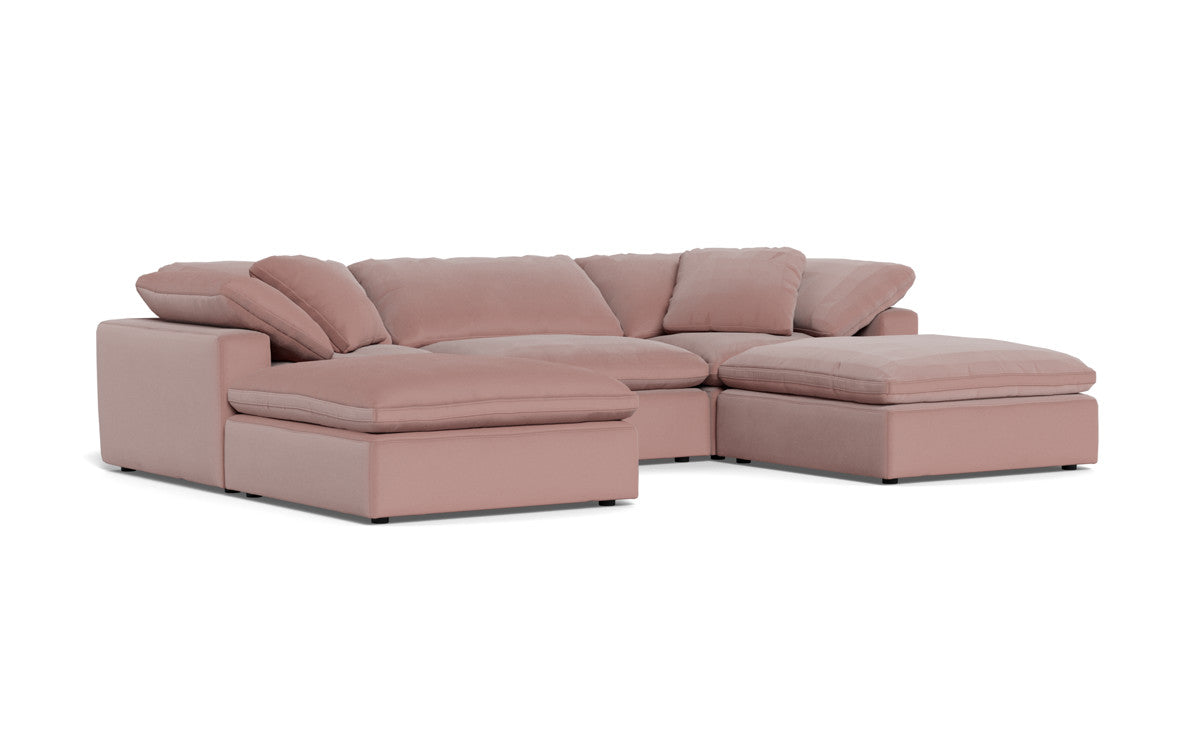 Fluffy 3 Piece Sofa W/Double Ottoman - Superb Peony