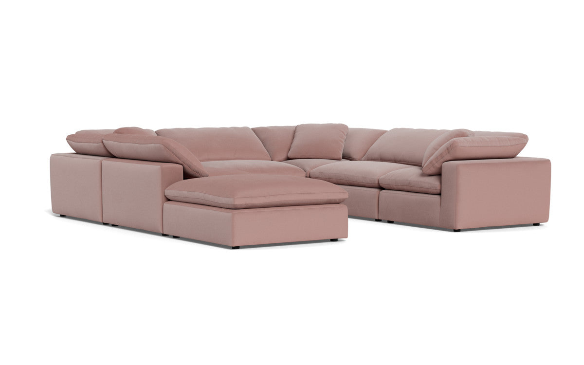 Fluffy 6 Piece Sectional W/Ottoman - Superb Peony