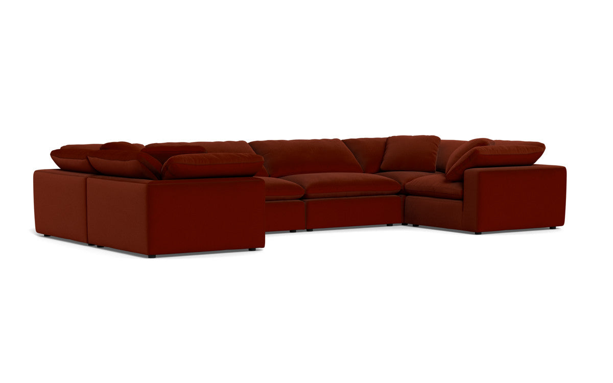 Fluffy 4 Corner U Sectional - Superb Rust