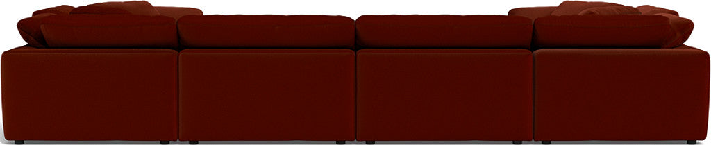 Fluffy 4 Corner U Sectional - Superb Rust