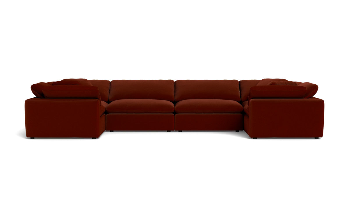 Fluffy 4 Corner U Sectional - Superb Rust