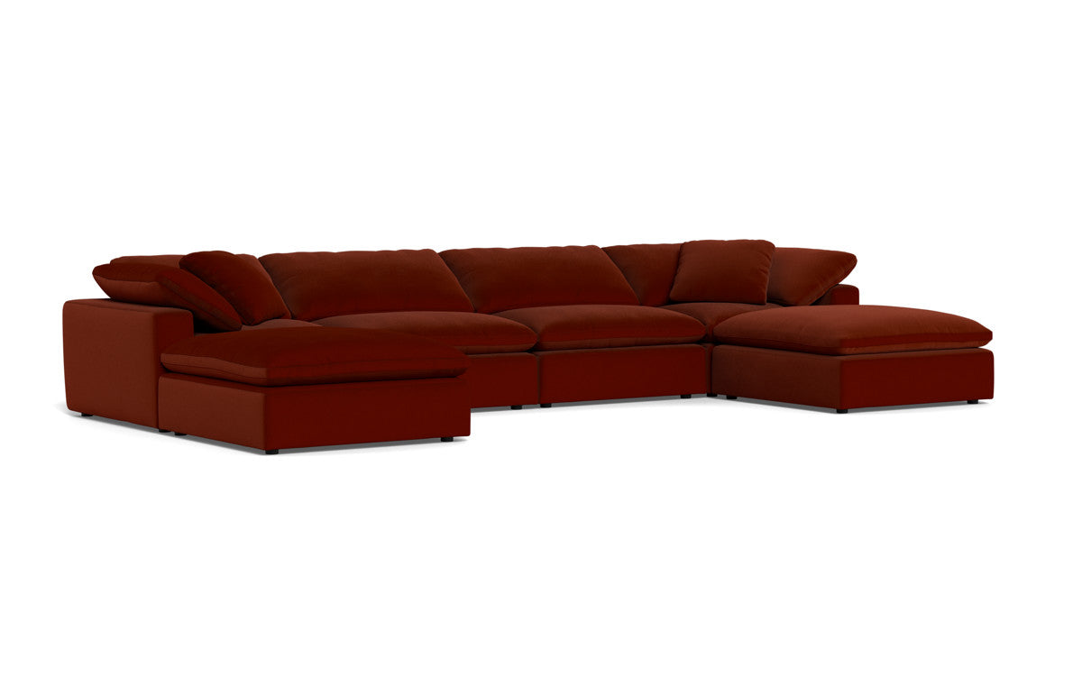 Fluffy 4 Piece Sectional W/Double Otto - Superb Rust