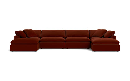 Fluffy 4 Piece Sectional W/Double Otto - Superb Rust