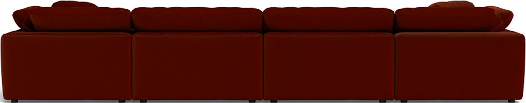 Fluffy 4 Piece Sectional W/Double Otto - Superb Rust