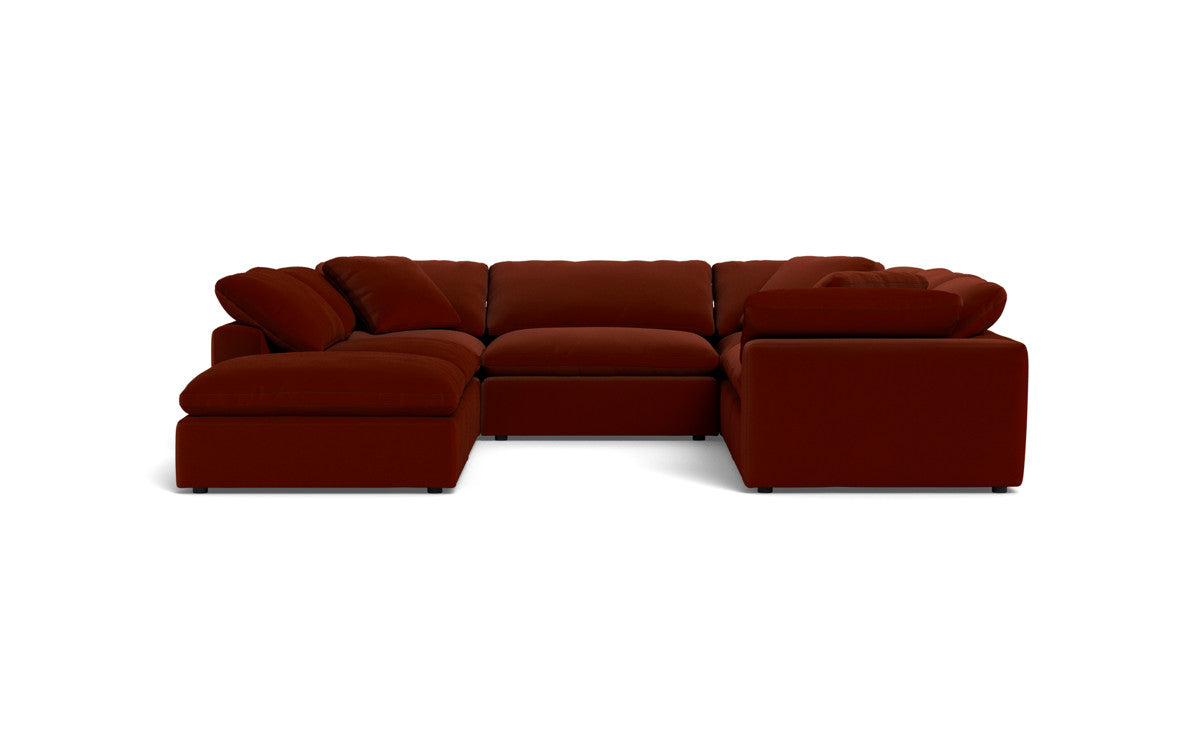 Fluffy 6 Piece Sectional W/Ottoman - Superb Rust