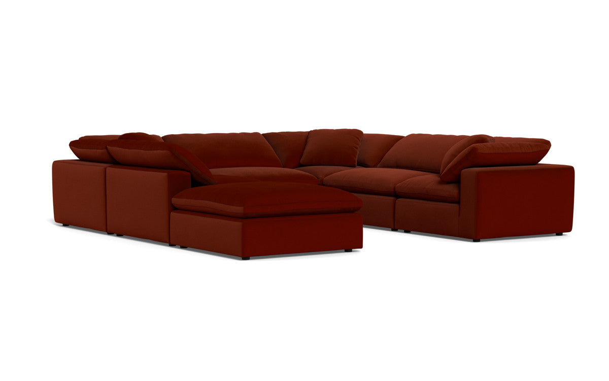 Fluffy 6 Piece Sectional W/Ottoman - Superb Rust