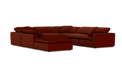 Fluffy 6 Piece Sectional W/Ottoman - Superb Rust