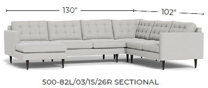 Wallace 130" Corner Sectionals w. Left Chaise -