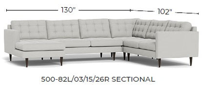 Wallace 130" Corner Sectionals w. Left Chaise -