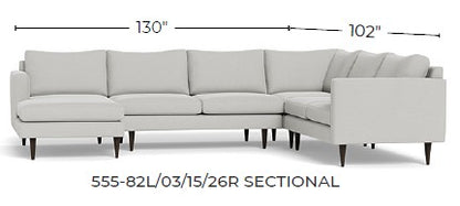 Wallace 130" Untufted Corner Sectionals w. Left Chaise - Dream Dove