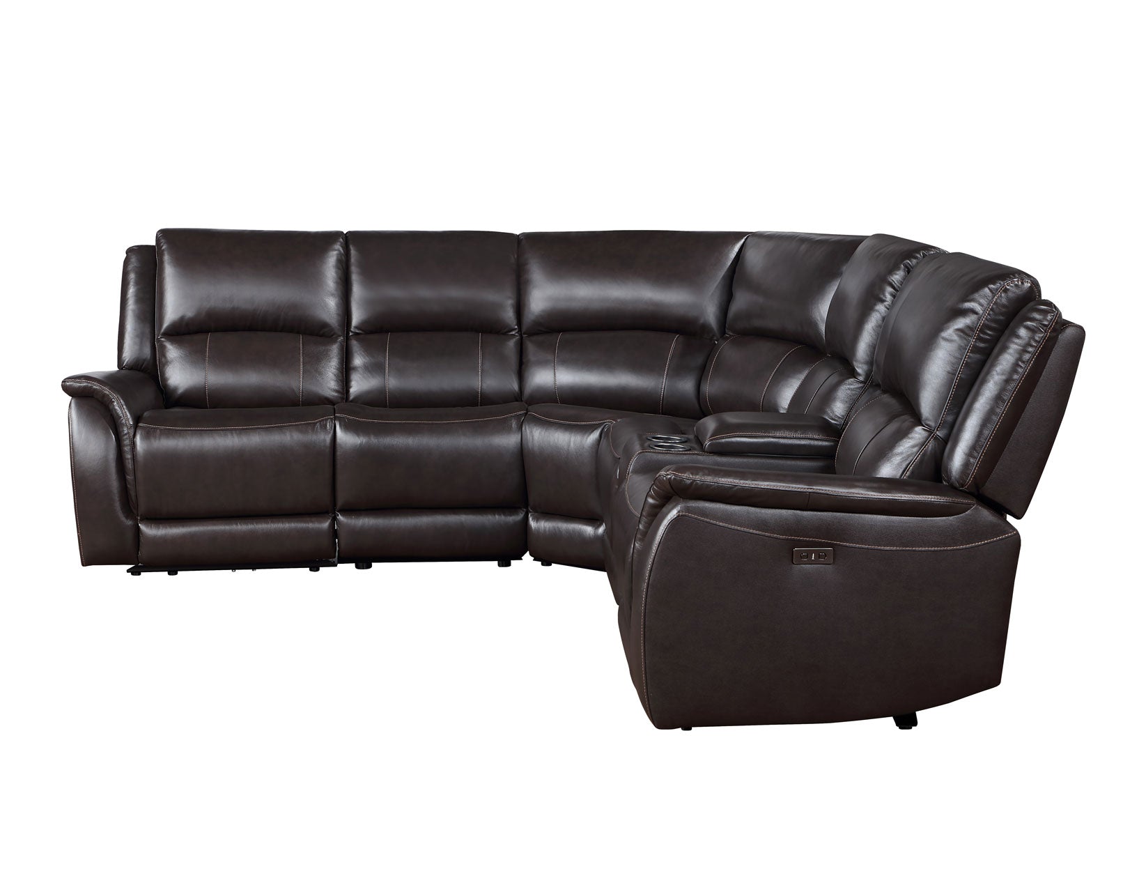 Adrian 6 Piece Chocolate Leather Power Sectional -