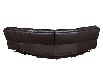 Adrian 6 Piece Chocolate Leather Power Sectional -