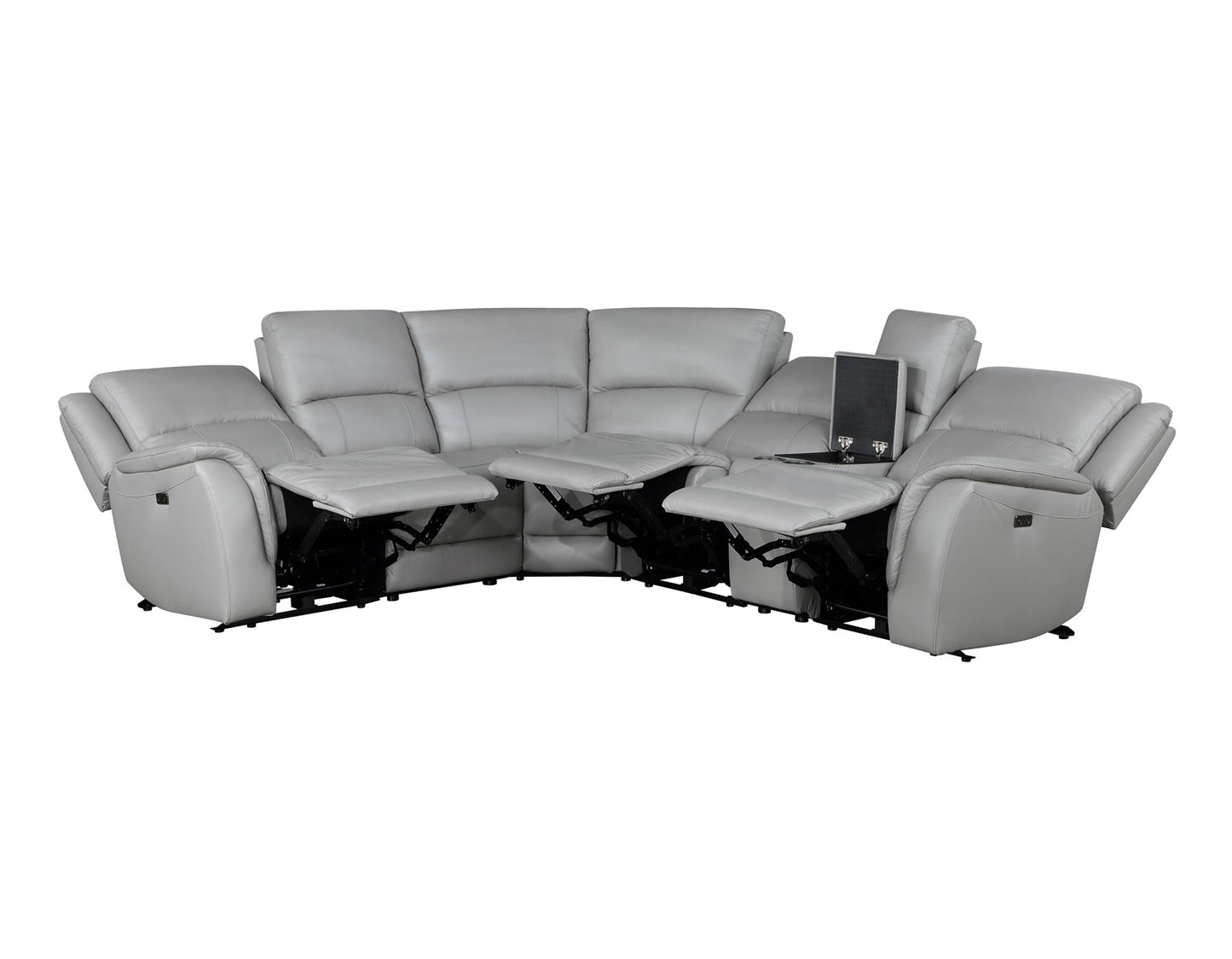 Adrian 6 Piece Stone Leather Power Sectional -