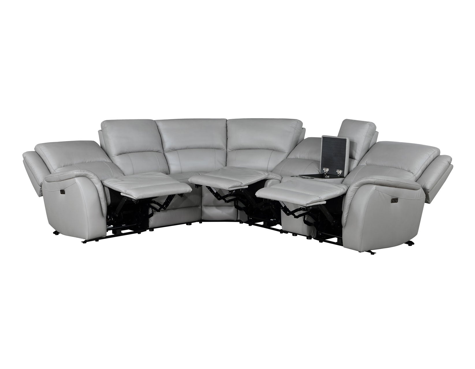 Adrian 6 Piece Stone Leather Power Sectional -