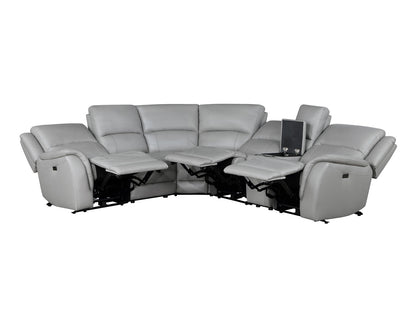 Adrian 6 Piece Stone Leather Power Sectional -