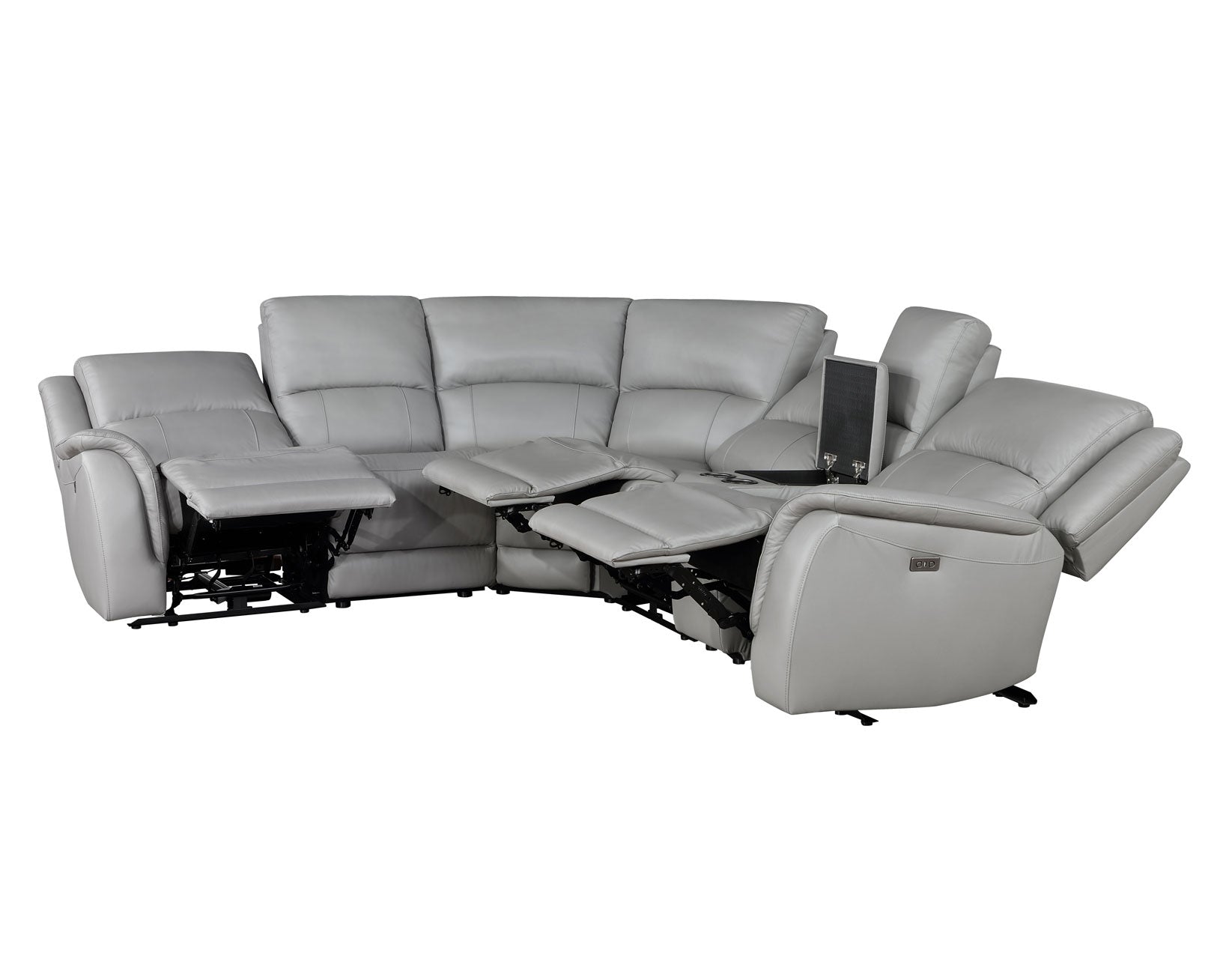 Adrian 6 Piece Stone Leather Power Sectional -