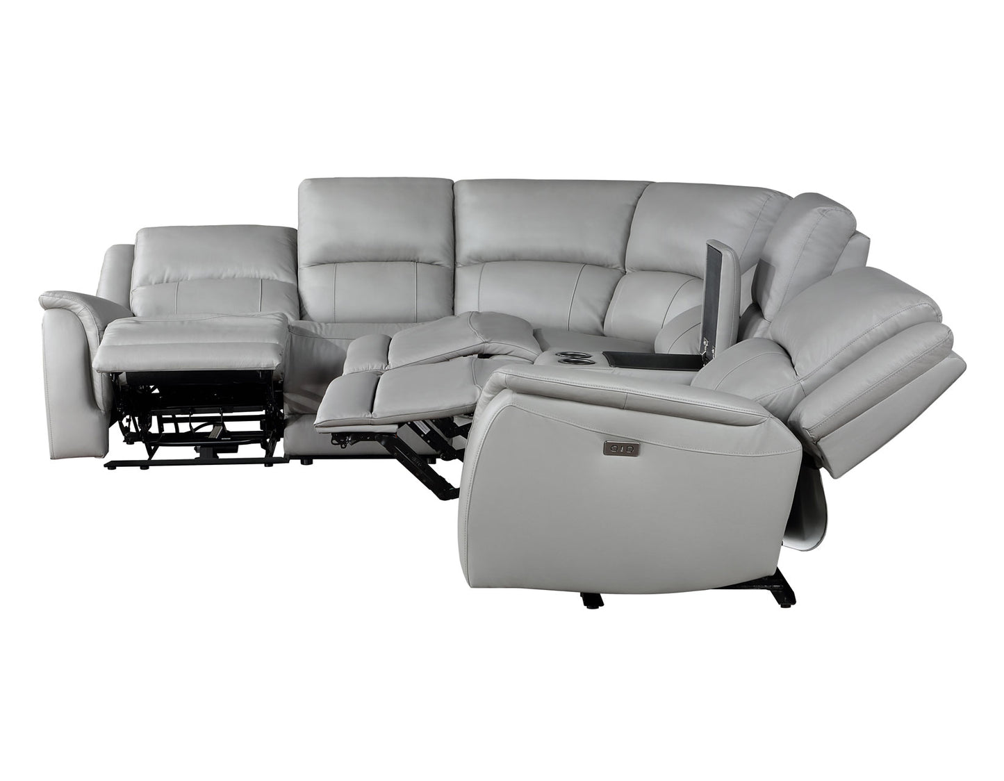 Adrian 6 Piece Stone Leather Power Sectional -