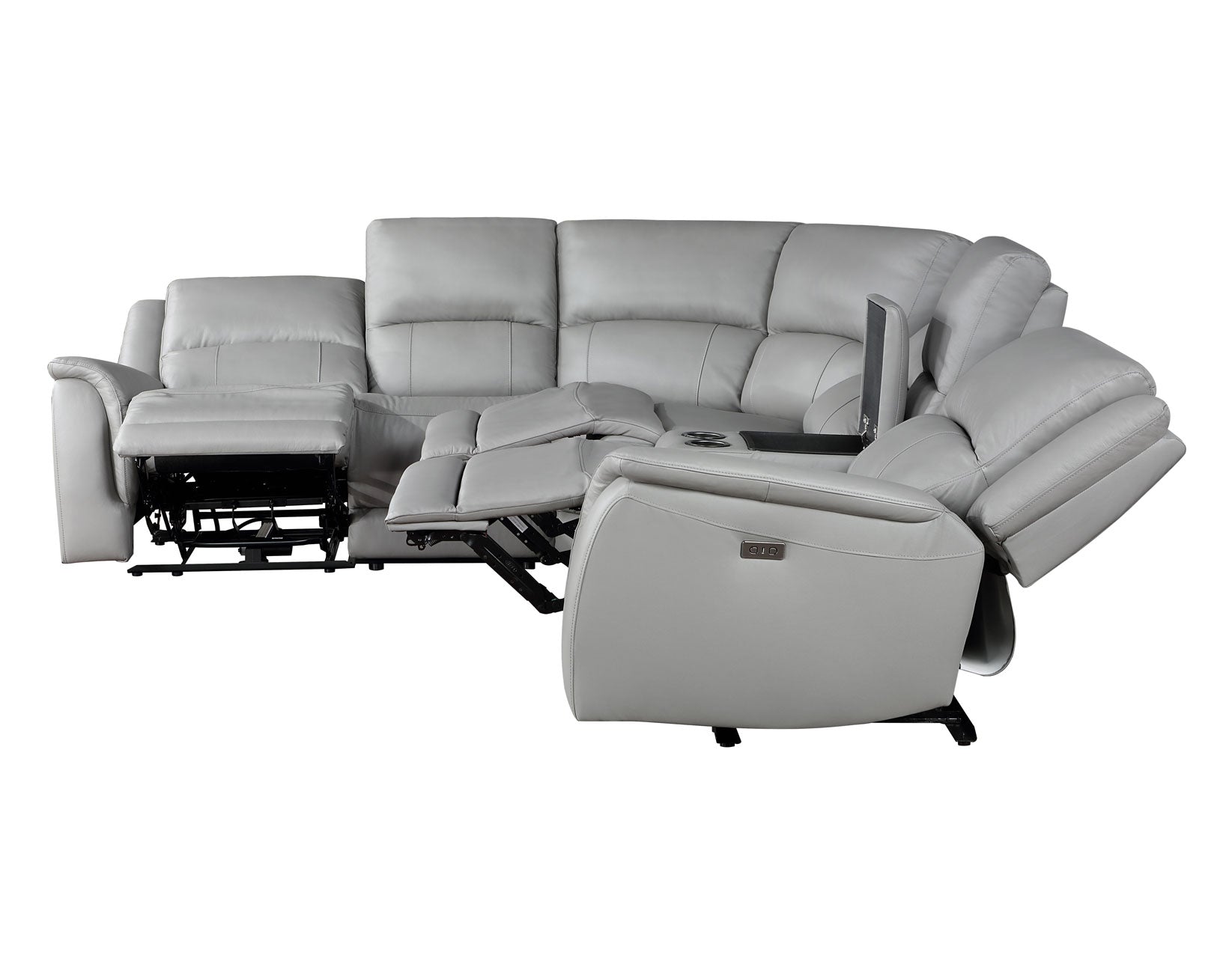 Adrian 6 Piece Stone Leather Power Sectional -