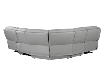 Adrian 6 Piece Stone Leather Power Sectional -